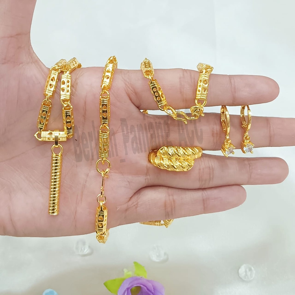 SET DEWASA RANTAI BAMBU UKIR JEPARA 24K Perhiasan super berkelas fashion korea anti karat dan anti luntur