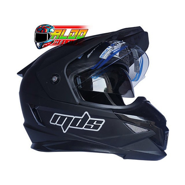 HELM MDS SUPER PRO SOLID BLACK DOFF ORIGINAL FULL FACE JUAL INK - SIZE M