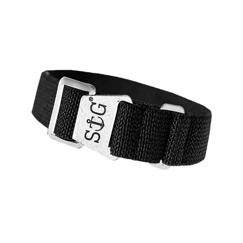 Marine Nationale Strap Guy Strapguy 20mm Black Nylon Silver Folding - New Original (bundle springbar