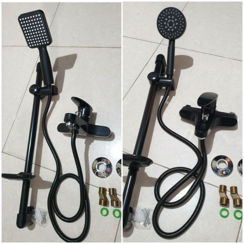 kran bathub hitam panas dingin + shower tiang black PROMO TERMURAH