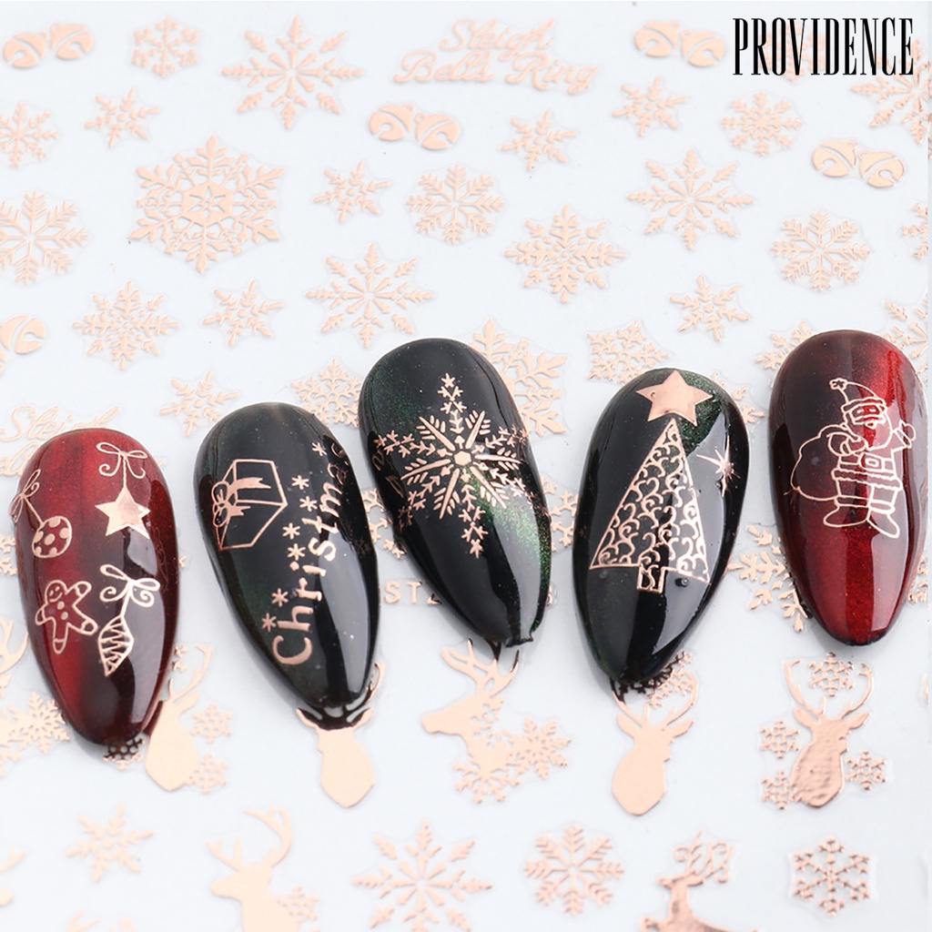 Providence 3Pcs Rose Gold Xmas Snowflake/Elk Nail Sticker Adhesive Decals Manicure Decor