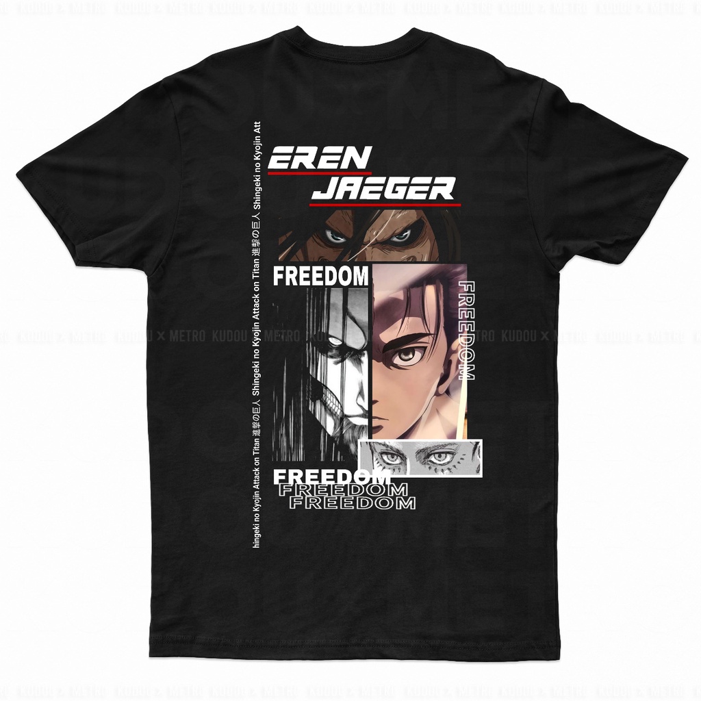 Tshirt Eren's Freedom Black Anime Manga Attack On Titan Premium Unisex