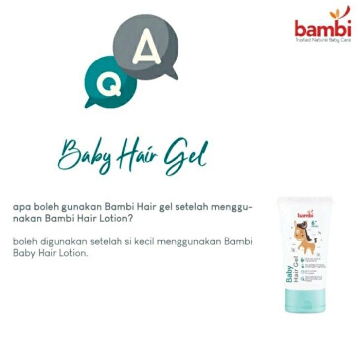 BAMBI Hair Gel (Tube) Minyak Rambut Gel Bayi 50ml / Gel Rambut Anak Bayi