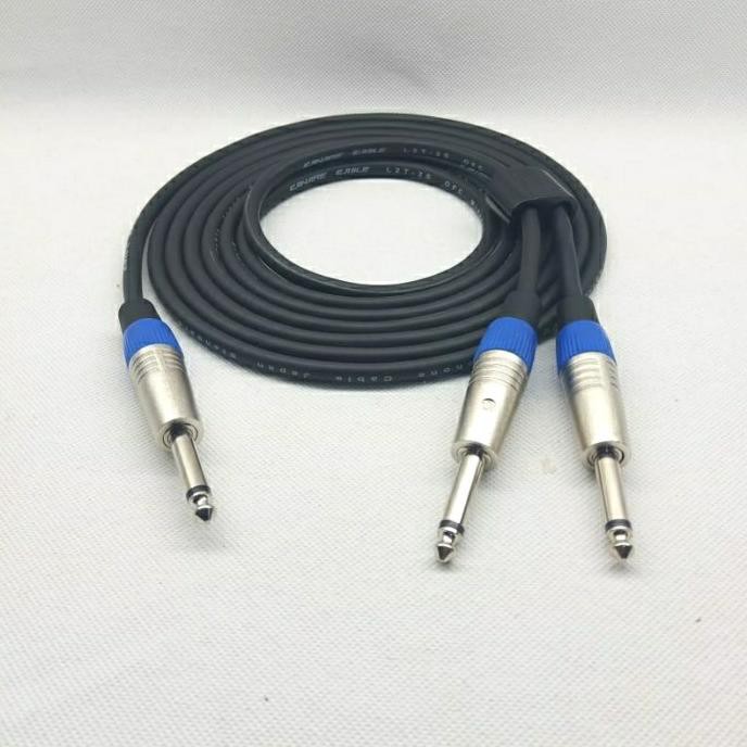 Kabel Audio Canare 3mtr+Jack Akai 6.5mm Mono Male To 2 Akai 6.5mm Male