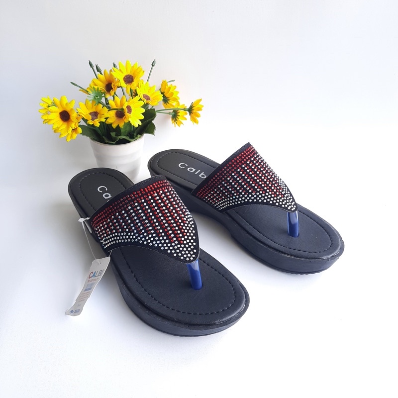 6.6 SALE! Sandal Wedges - Calbi Terlaris Harga Grosir - Sandal Wedges Cewek-Mutiara Merah