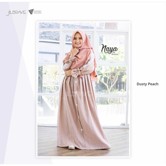 Naya Dress Jilbrave Dusty Peach+bonus di description boleh pilih