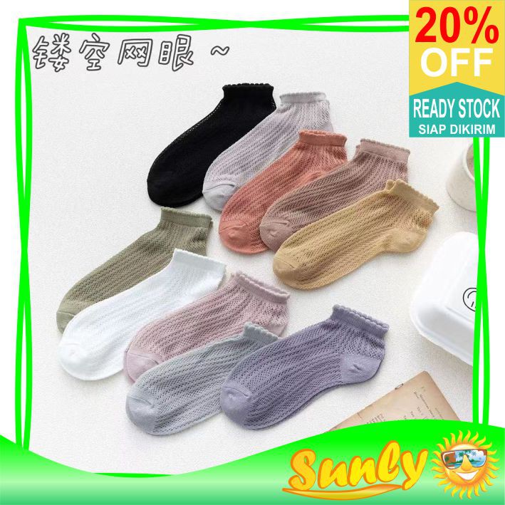 ☀ Sunly ☀ A105 Kaos Kaki Wanita Motif Polos Pattern Garis Fashion Korea Women Sock Import Murah