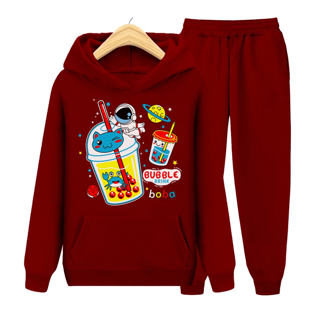 YMF - Setelan Sweater Hoodie Bubble Drink Boba  | Anak-Remaja ( SET Hoodie - Boba )®