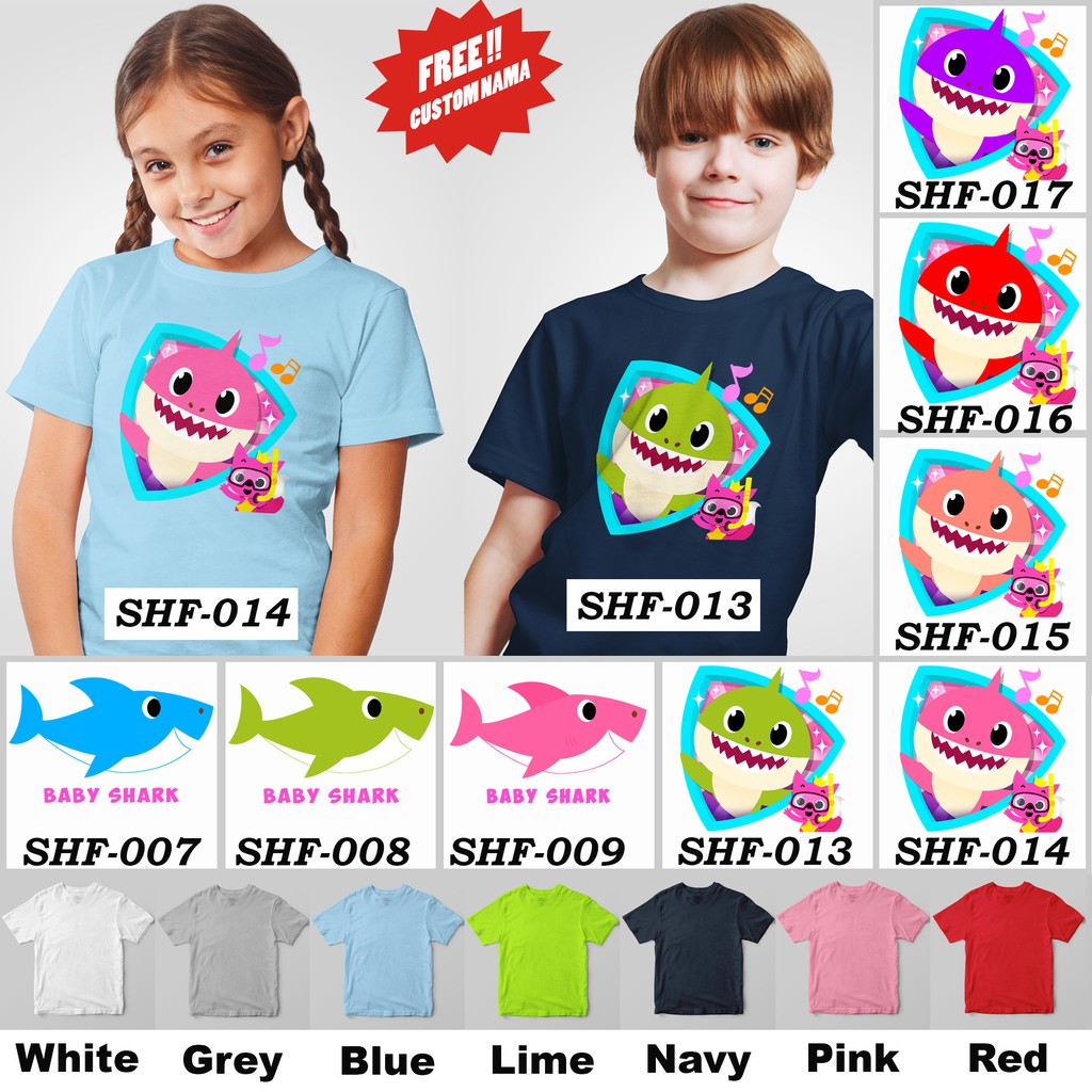 [FREE NAMA !!] Kaos Anak &amp; Family Baby Shark 100% COTTON PREMIUM