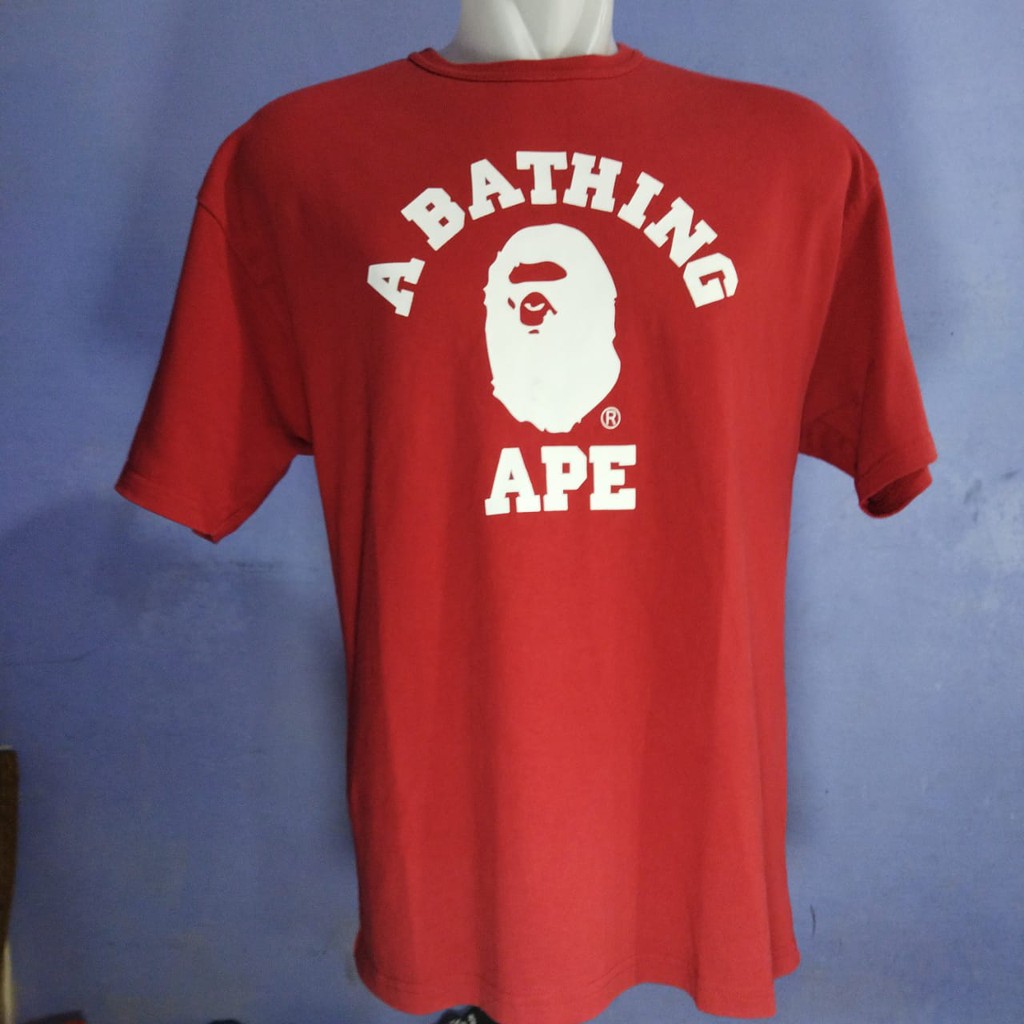 336 A Bathing Ape ( Bape ) TShirt Ape Head Red Kaos Merah