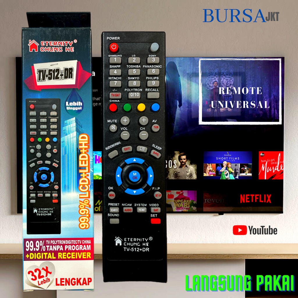 REMOTE REMOT  TV UNIVERSAL CHUNGHE 512TR TABUNG LCD LED