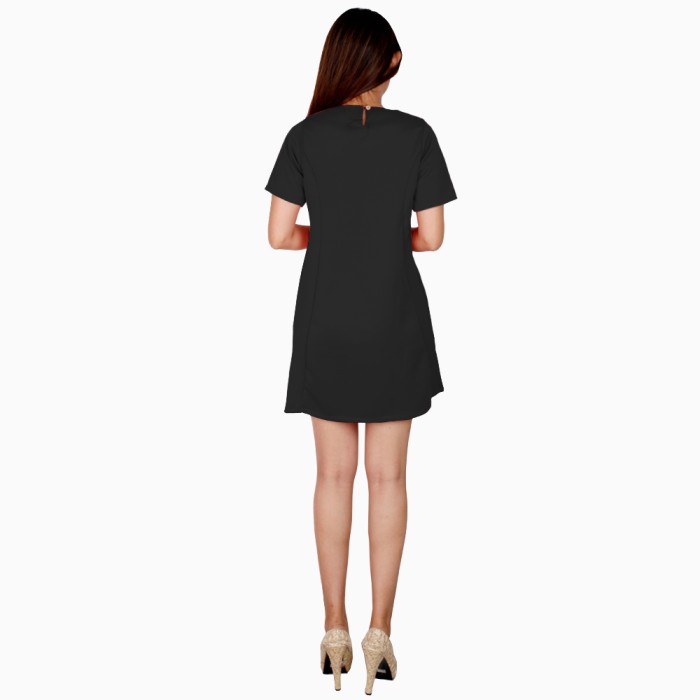 Mini Dress sexy Lengan pendek korea model terbaru - Lollyshop Nesta - Hitam, XL
