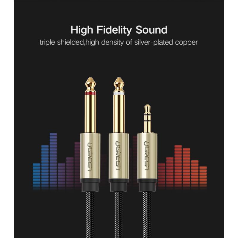 UGREEN Kabel Audio 3,5mm to Dual 6,35mm Adapter Gold Plated