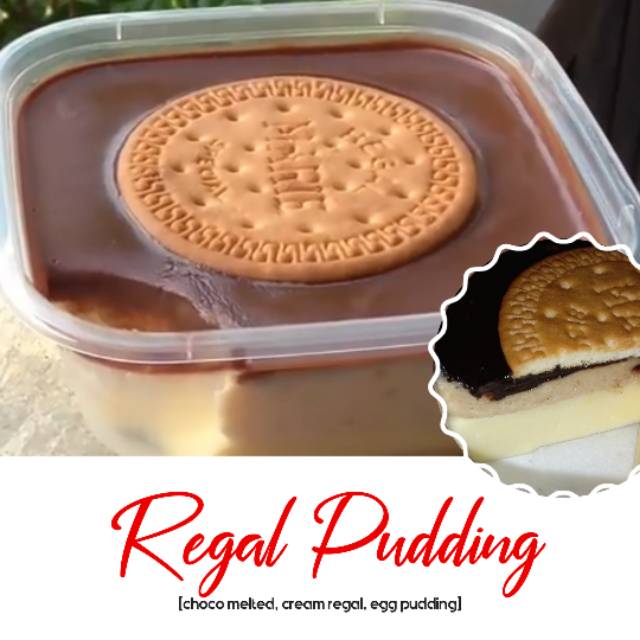 

Dessert box.. Regal pudding - 3 layer (choco melted, regal cream, egg pudding)