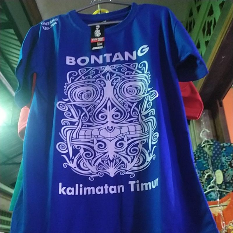 Kaos Bontang Motif Kalimantan timur Sablon