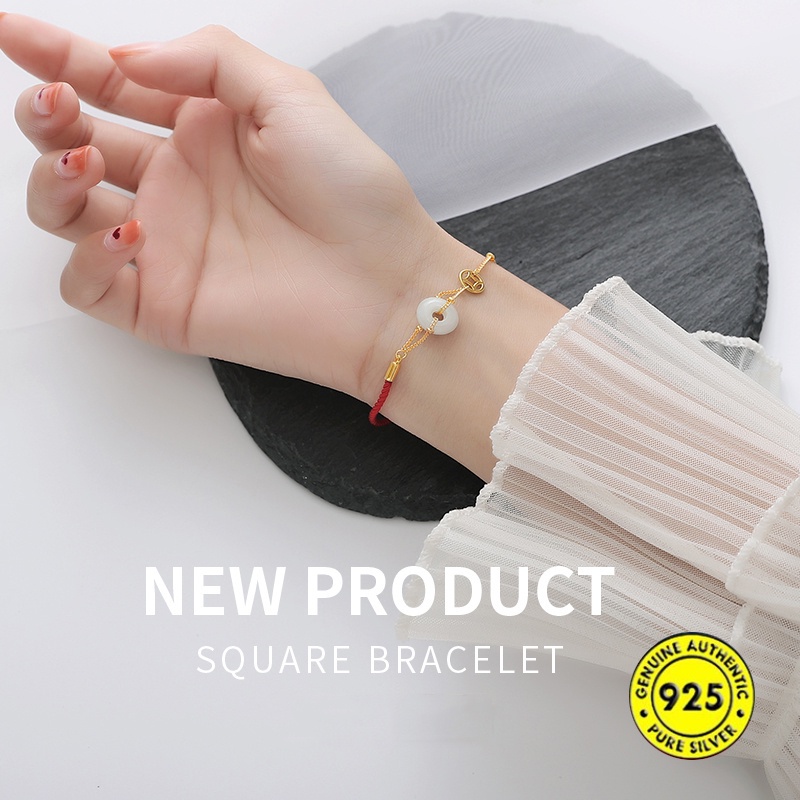 Jade Red Rope Bracelet Gold