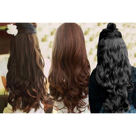 hair clip 3 layer lurus/ curly keriting, rambut  extension