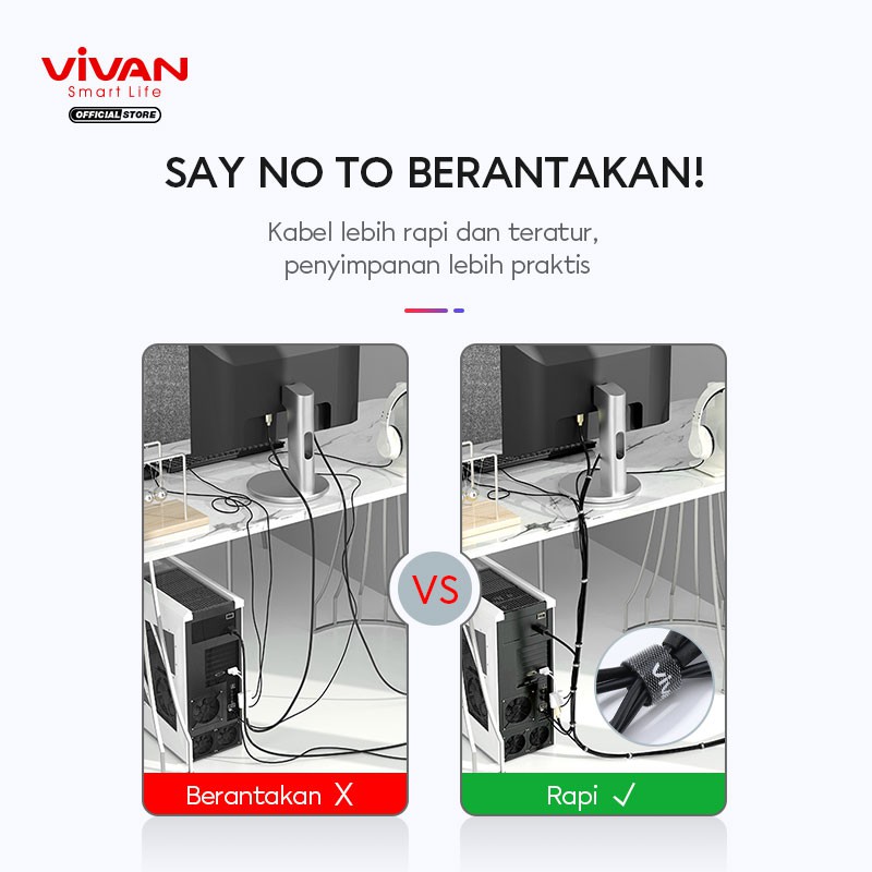 VIVAN Reusable Velcro Strap Cable Ties Pengikat Perekat Penjepit Kabel VVT