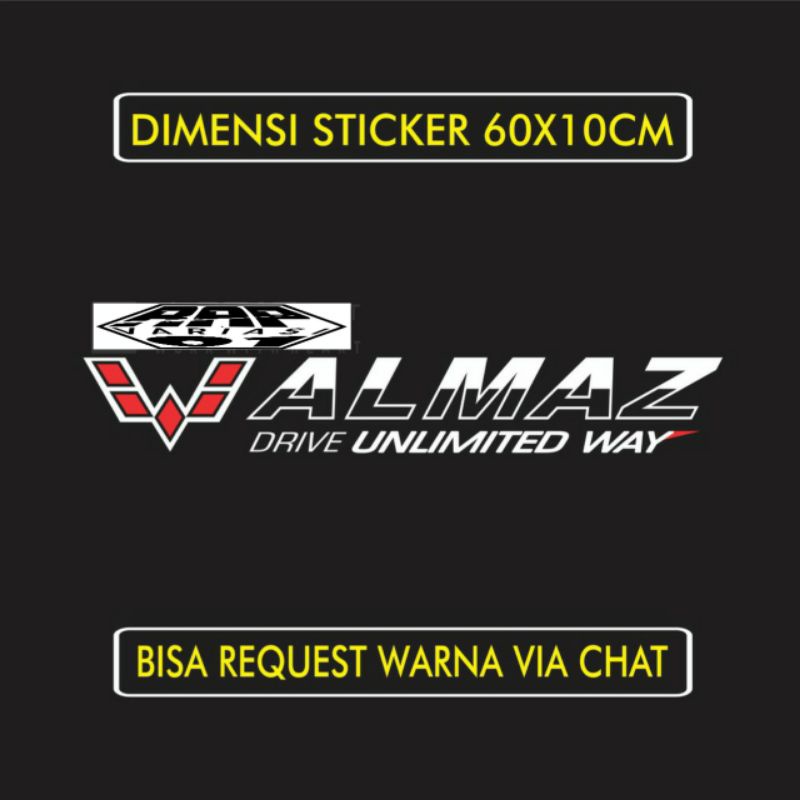 stiker Wuling  ALMAZ, stiker kaca Depan Mobil, Stikee Cutting