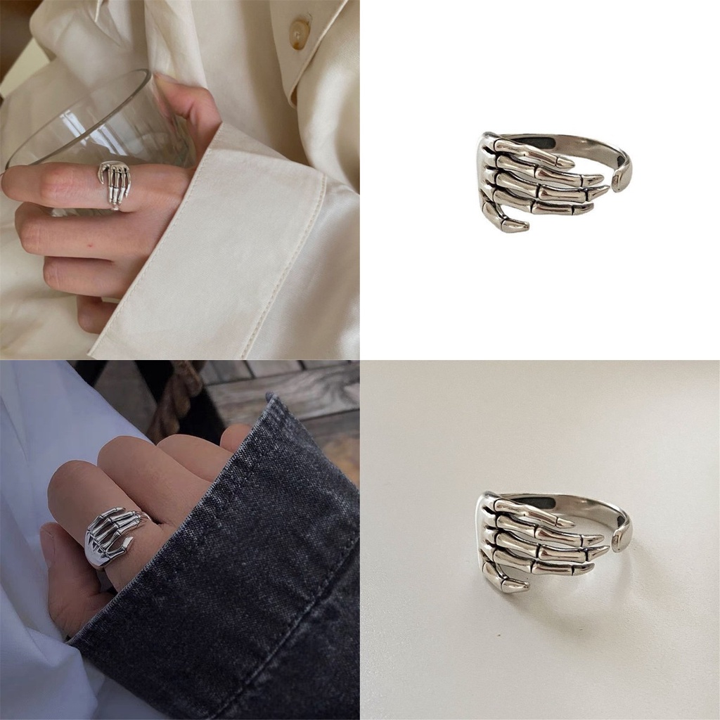 【COD Tangding】Cincin Desain Tangan Tengkorak Gaya Retro Untuk Pria Dan Wanita