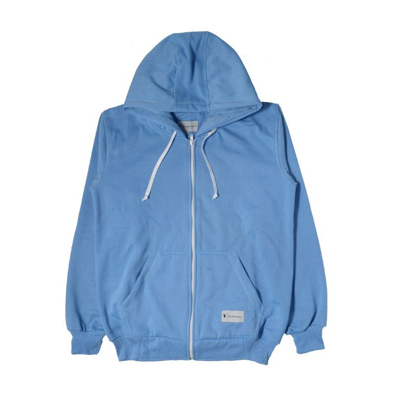 Hoodie Addict - Zipper Hoodie Dewasa Polos Baby Blue Pria Wanita Tebal Original Premium