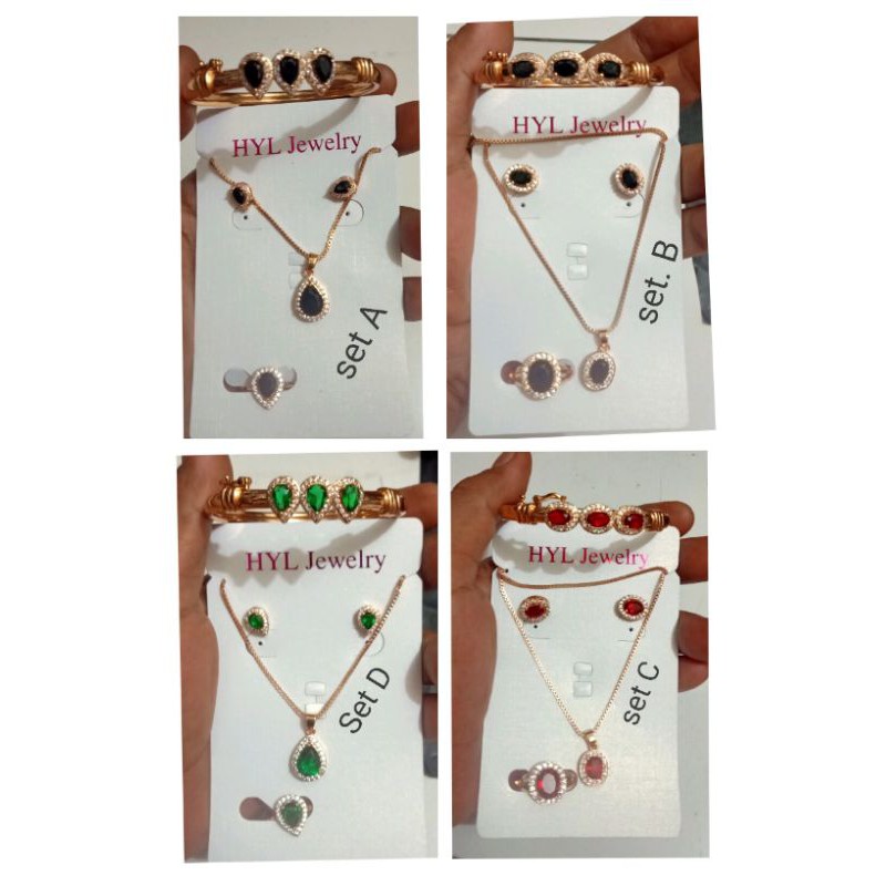 Set perhiasan xuping wanita lapis emas dgn mata zircon