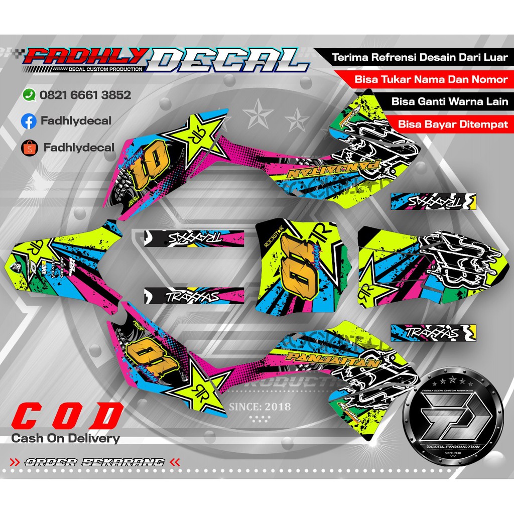 Decal KLX BF Pink biru Hitam