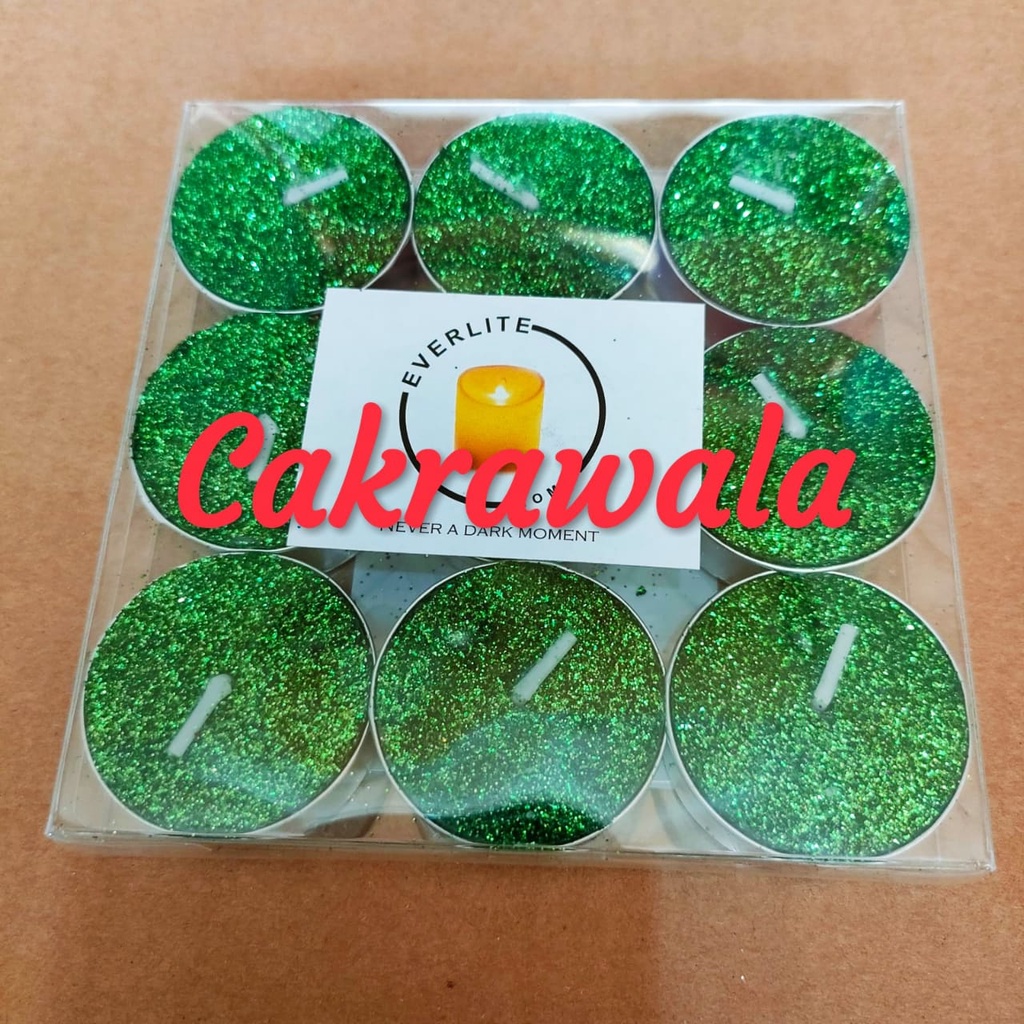 Lilin Tealight Glitter Lilin Dekorasi  Lilin Tablet isi 9 Pcs