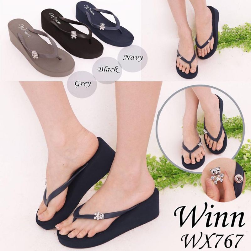 SANDAL JEPIT JUICY WINN BEAR BERUANG SEMI WEDGES 5cm