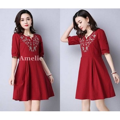 TURUN HARGA Dress Import Mini Pesta Casual Red Blue Merah Biru Lengan Pendek Korea Wanita Murah