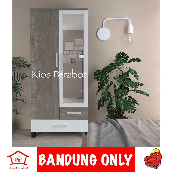 Lemari pakaian Romaro 2 pintu laci panjang kaca panjang Lemari pakaian Romaro 2 pintu laci panjang kaca panjang