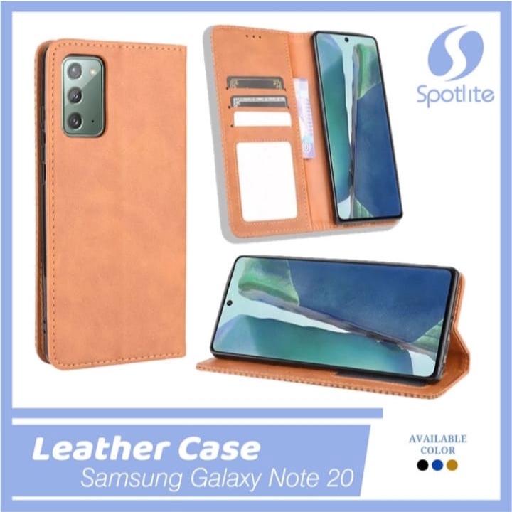 FLIP COVER SAMSUNG NOTE 20 LEATHER CASE DOMPET HP KULIT SPOTLITE