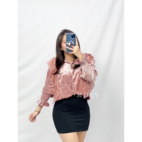 MDLV~5181 MARCIANA VELVET BLOUSE / ATASAN LENGAN PANJANG / FASHION IMPORT WANITA