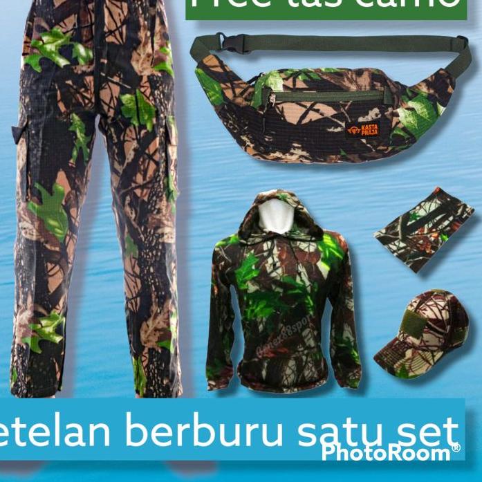 ☝ setelan baju hunting berburu full set tas ~ celana camo pdl ❀