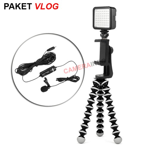 Paket Vlog Gorilla Pod LARGE Lengkap LED Video Dan Boya M1