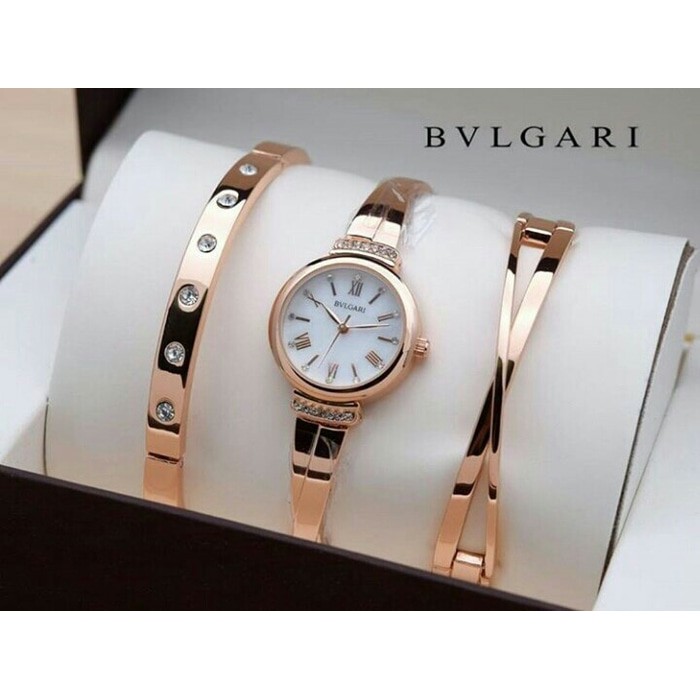 Jam Tangan Wanita / Jam Tangan Cewek / Bvlgari Set / Rosegold