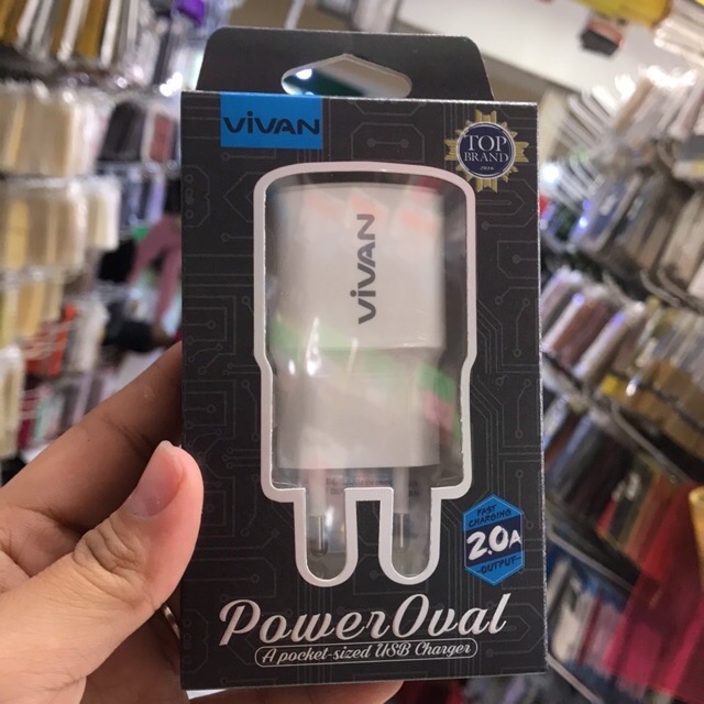 ORIGINAL CHARGER VIVAN POWER OVAL 2 2A Charger Vivan 2A fast charging Power Oval 2 / Kepala Charger Poweroval II