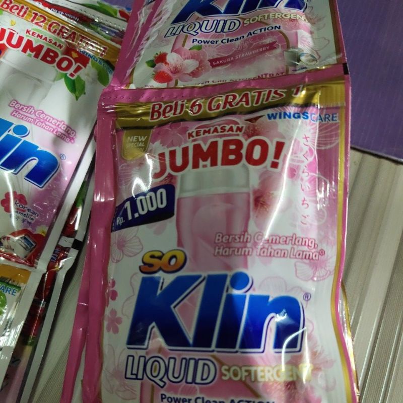 SOKLIN LIQUID JUMBO 1000.SEPACK 12 BKS+BONUS. ADA 7 WARNA