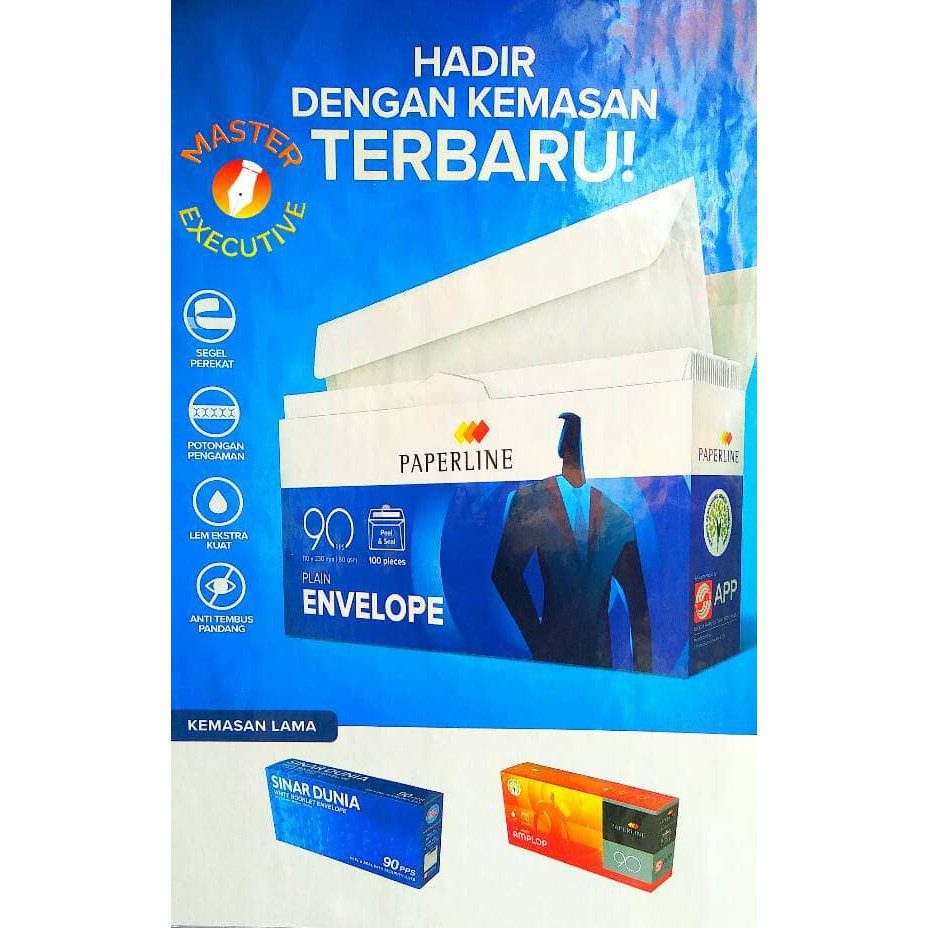 [Pak - 100 lembar] Paperline / PPL Amplop Putih Polos 90 PPS / 110 x 230 mm