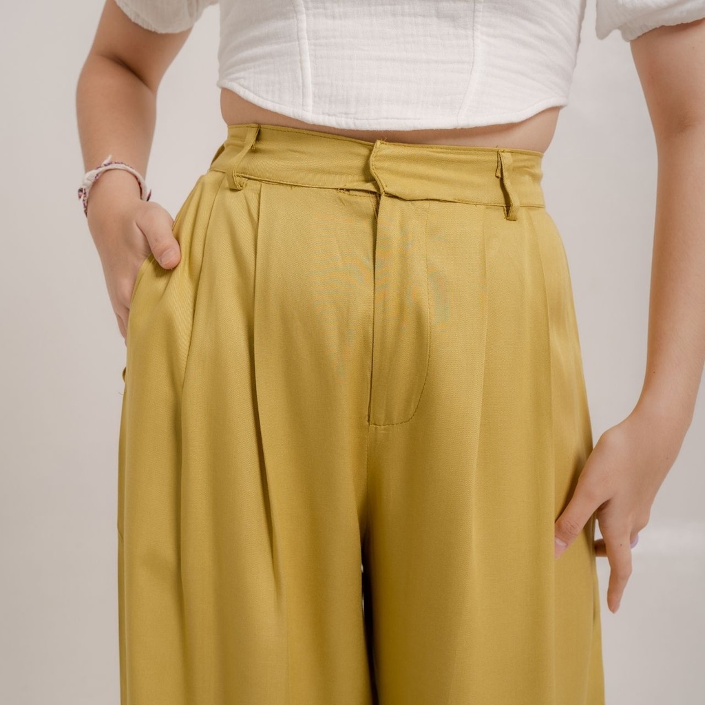 AIJO | Reva Cullote | Kulot Panjang Rayon-Lemon Olive