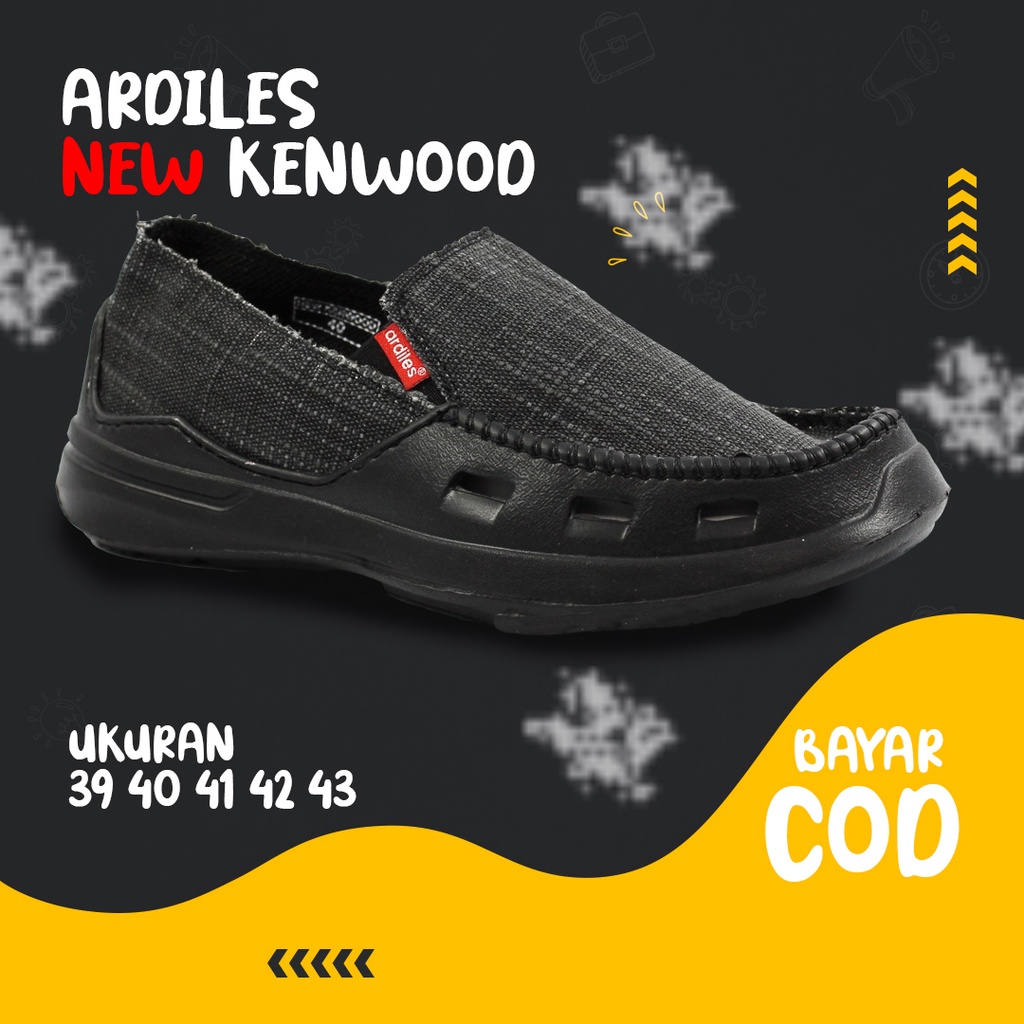 Sepatu Original Ardiles Model New Kenwood , Motif Rebel Trendy Nyaman Di Kaki - Hitam dan Abu