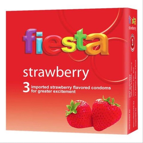 Maju Makmur Kondom Fiesta Neon Glow In The Dark Fiesta Strawberry - 3 Pcs