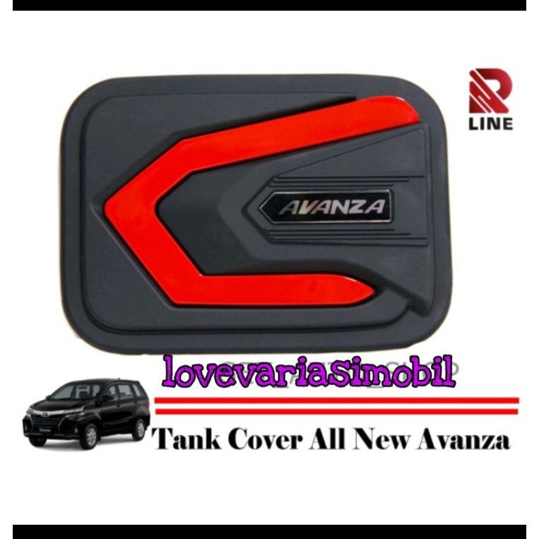 Tank cover Avanza Hitam dop list merah cover tank Avanza Redline