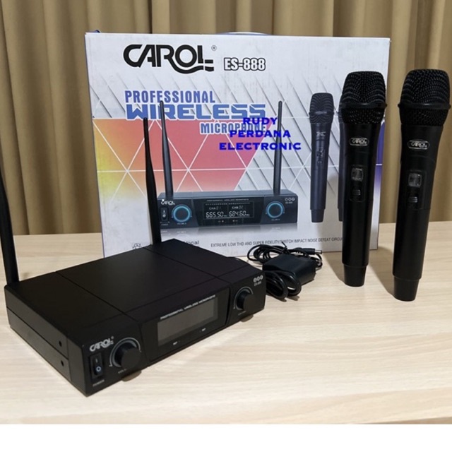 MICROPHONE MIC WIRELESS MIKROPON MIK TANPA KABEL CAROL ES-888 ORIGINAL ORI BAGUS TERLARIS TERBAIK GARANSI