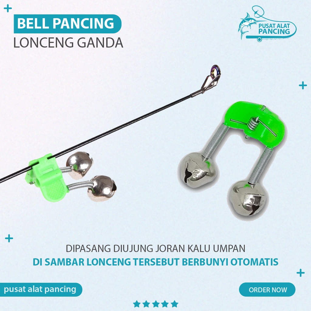 Bel Joran Pancing Double Bell Alarm Gigitan Pancing Luar Ruangan Malam Joran Pancing Klem Lonceng Cincin Gigitan Alarm Alat Pancing Aksesori Umpan Pancing