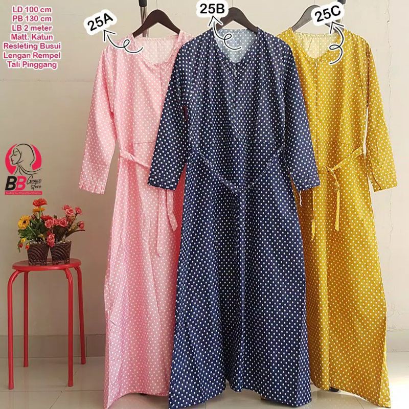 gamis katun polkadot jepang