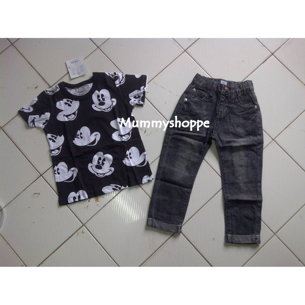 JB 34 D setelan jeans anak mickey jumping beans