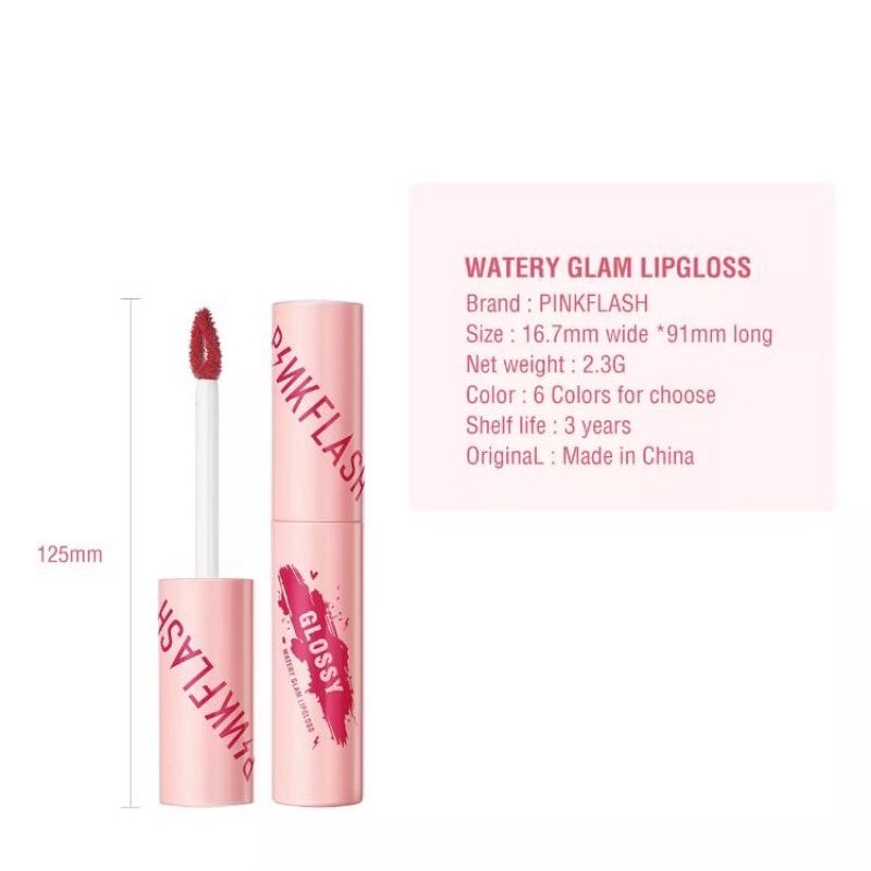 PINKFLASH Watery Glam Lipgloss China / Lasting Matte Lipcream Glossy Silky Velvet Lip Cream Lipstick Cheek Duo Tint Eyeliner Brush Mascara Eyebrow Pencil Blush On Contour Foundation Concealer Loose Pressed Powder Highlighter Blender Palette Puff Indonesia