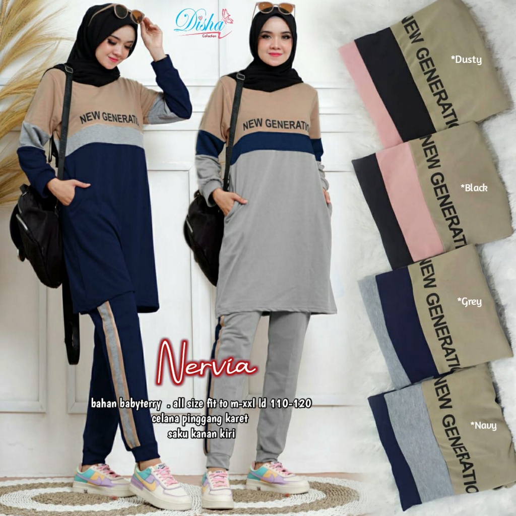 SETELAN BAJU SENAM WANITA DEWASA || STELAN SETELAN BAJU OLAHRAGA MUSLIMAH || NERVIA BAJU SET OLGA BA