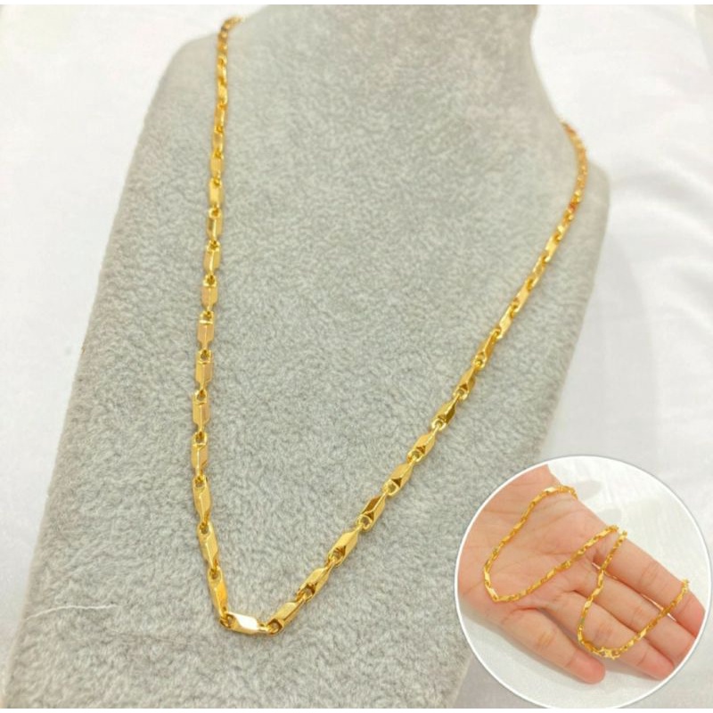 kalung titanium dewasa / kalung balok mini / kalung warna gold 24k